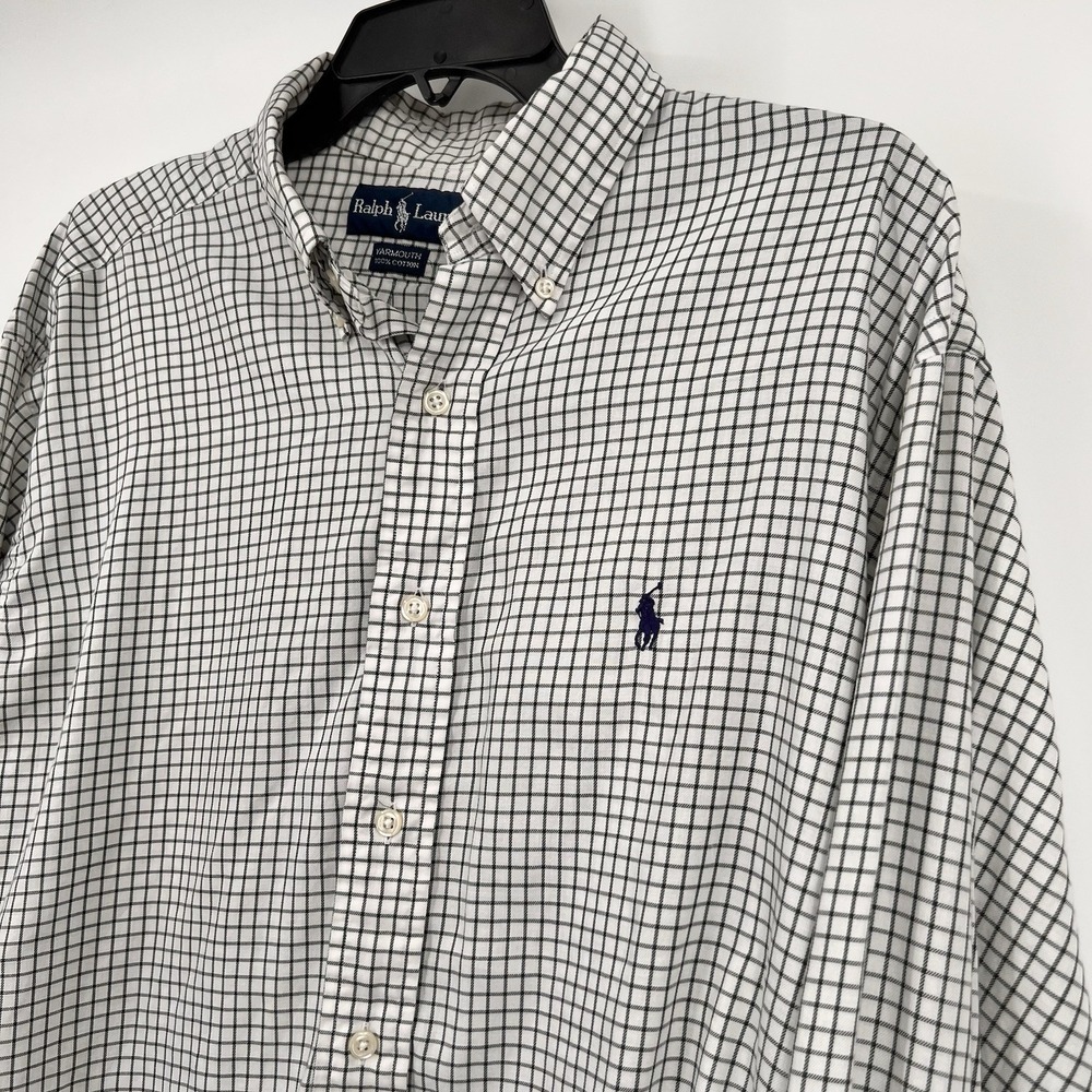 Ralph Lauren Men's Blue Checked Yarmouth Cotton Shirt Size 16.5 34/35
